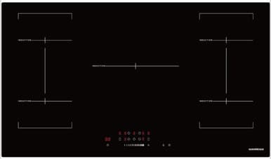 NordMende 90cm 5 x Zone Touch Control Induction Hob 2 x Bridge Zone - Black | HCI902FL