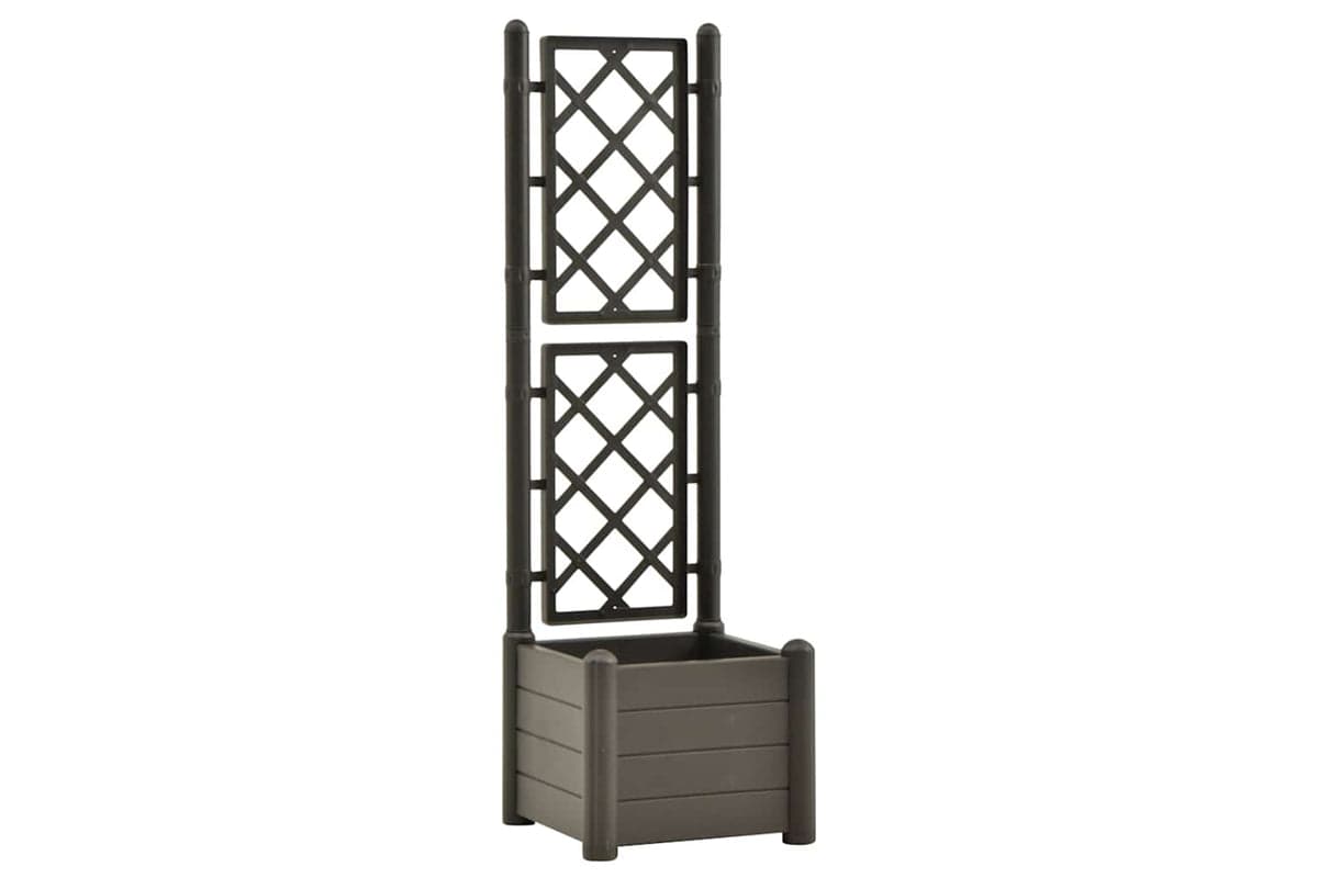 vidaXL 313981 Garden Planter With Trellis 43x43x142cm Pp Anthracite