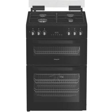 Hotpoint 60cm Dual Fuel Cooker with Glass Lid