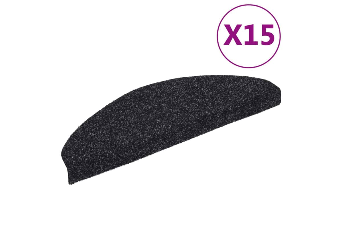 vidaXL 132698 15 Pcs Self-adhesive Stair Mats Needle Punch 65x21x4cm Black