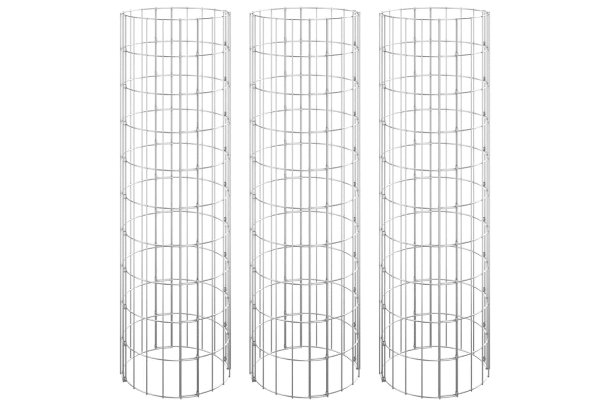 vidaXL 152020 Circular Gabion Raised Beds 3 Pcs Galvanised Steel Ø30x100cm