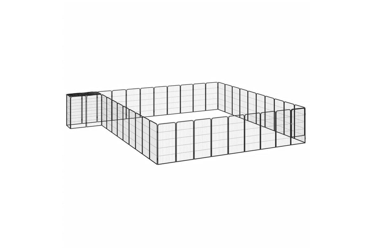 vidaXL 3115956 42-panel Dog Playpen Black 50x100cm Powder-coated Steel