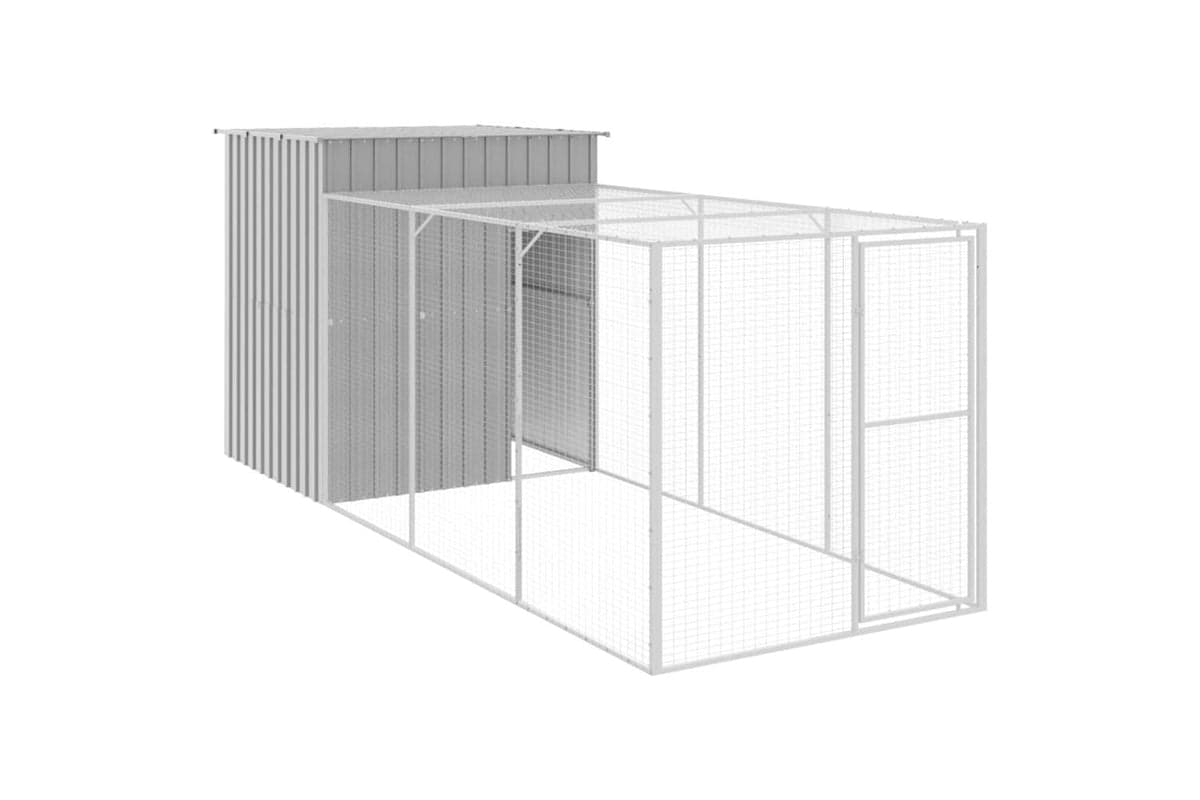 Vidaxl Chicken Cage With Run Light Grey 165x455x181 Cm Galvanised Steel