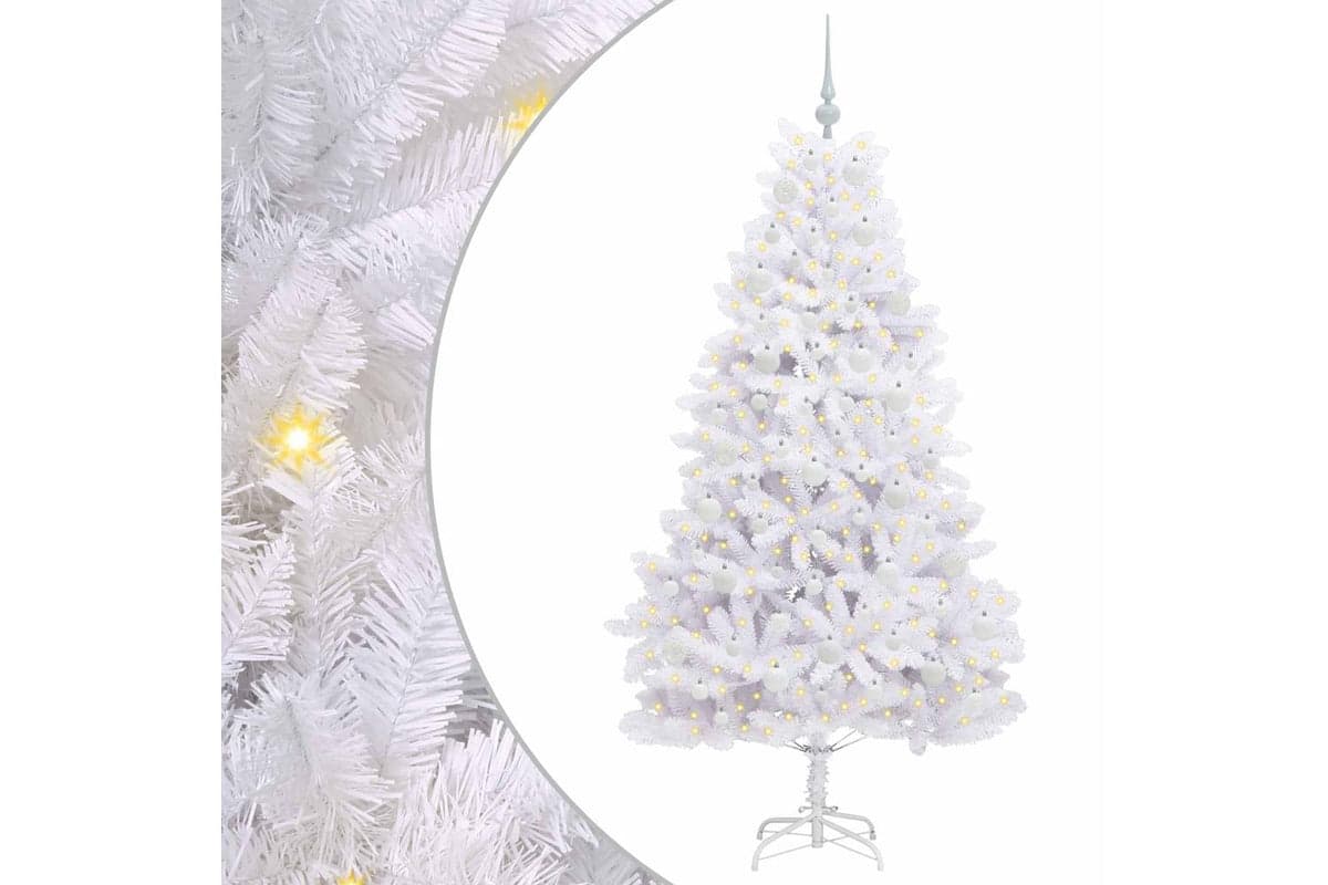 Vidaxl Artificial Hinged Christmas Tree White 180 Cm Pvc And Steel