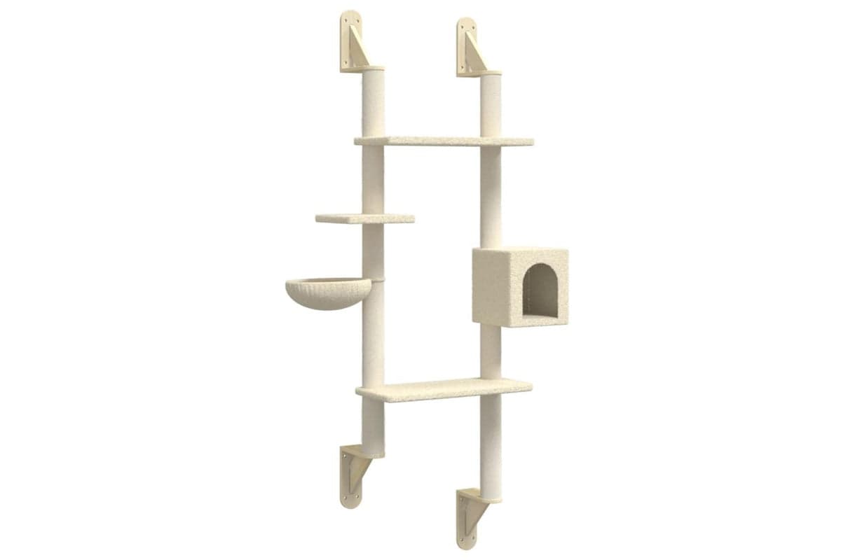 Vidaxl Wall-mounted Cat Tree With Scratching Post Cream 180 Cm