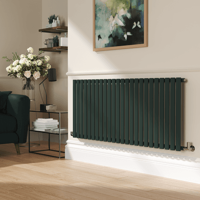 Sorrento Evergreen Horizontal Oval Designer Radiator 600x1416mm Single Panel 3783 BTU