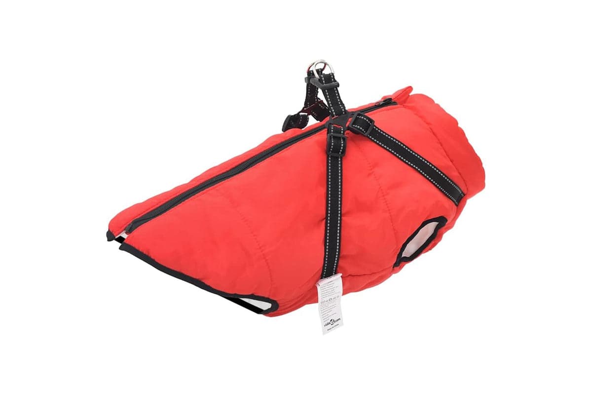 Vidaxl Dog Coat With Harness Red 5xl Fleece And Polyester