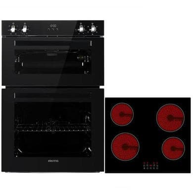 electriQ Built In Electric Double Oven and 60cm 4 Zone Ceramic Hob