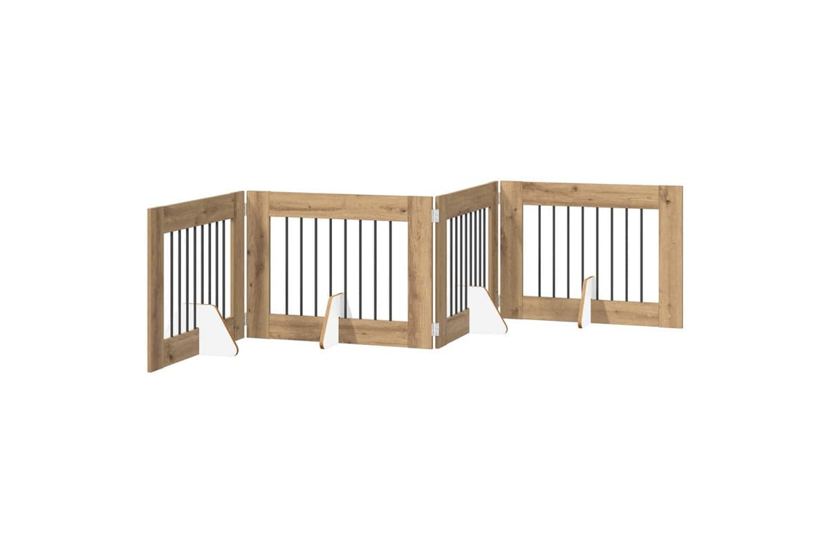 Vidaxl Foldable Dog Gate With Stands 4 Pcs Artisan Oak 321 Cm