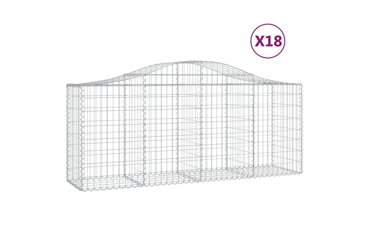 vidaXL 3145633 Arched Gabion Baskets 18 Pcs 200x50x80/100cm Galvanised Iron