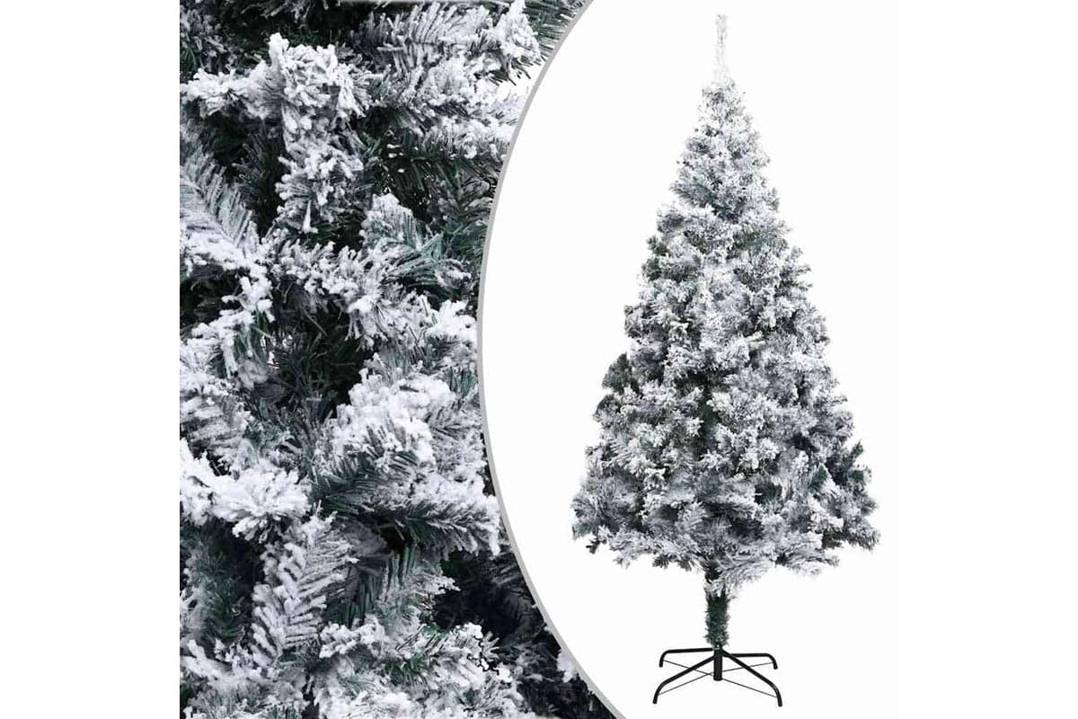 Vidaxl Artificial Christmas Tree With Flocked Snow Green 180 Cm Pvc