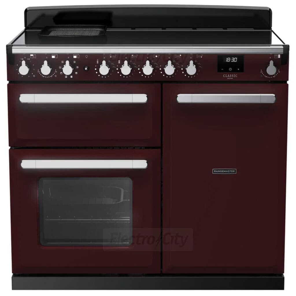 Rangemaster Estel Deluxe 100cm Induction Range Cooker | Bordeaux with Chrome Trim