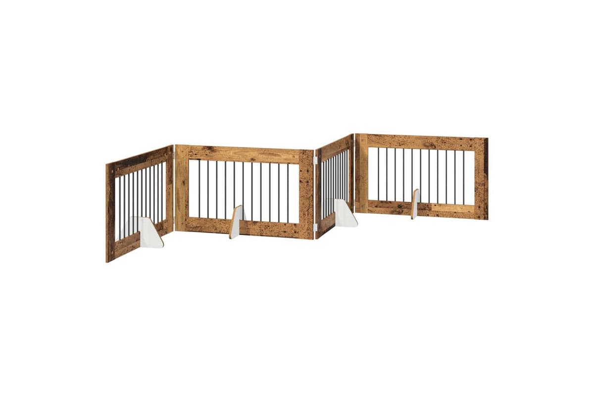 Vidaxl Foldable Dog Gate With Stands 4 Pcs Old Wood 401 Cm