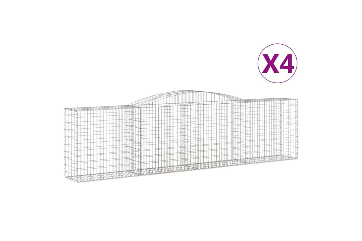 vidaXL 3146998 Arched Gabion Baskets 4 Pcs 400x50x100/120cm Galvanised Iron