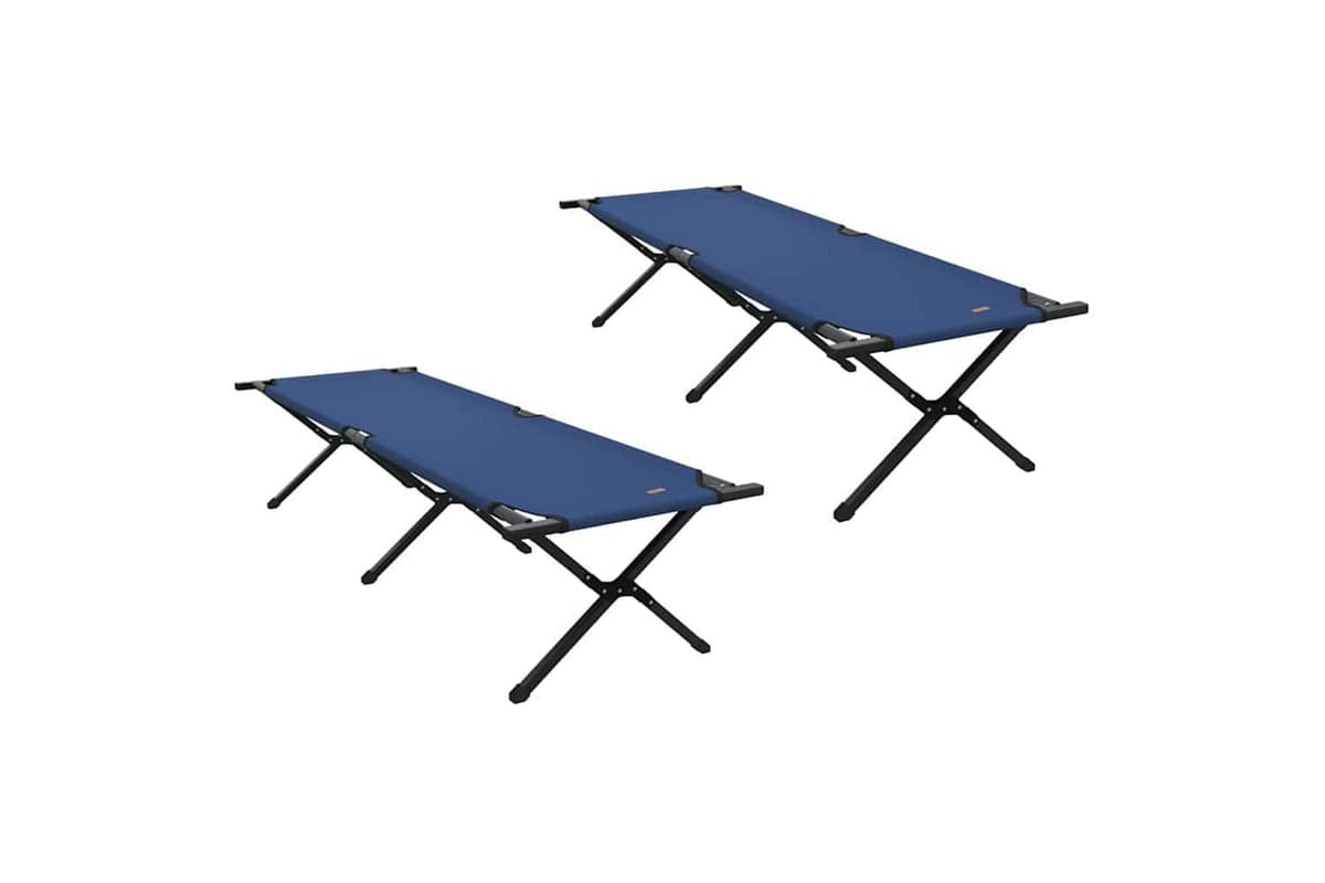 Vidaxl Folding Camping Bed 2 Pcs Blue 193 X 69 X 45 Cm Oxford Fabric