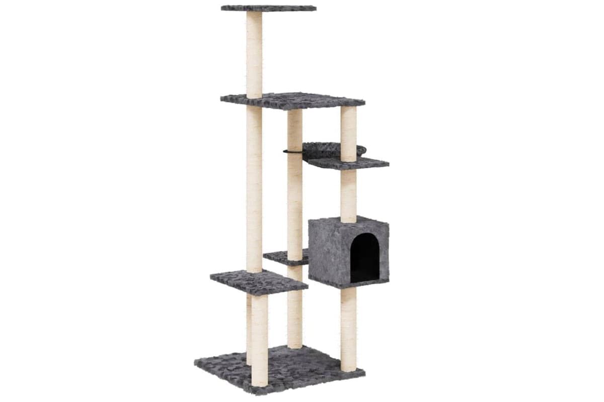 Cat Tree With Sisal Scratching Posts Dark Grey 142 Cm