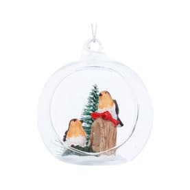 Robin Glass Tree Decoration 9cm