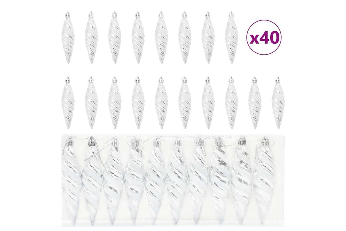 Vidaxl Christmas Spiral Shape Ball 40 Pcs Silver