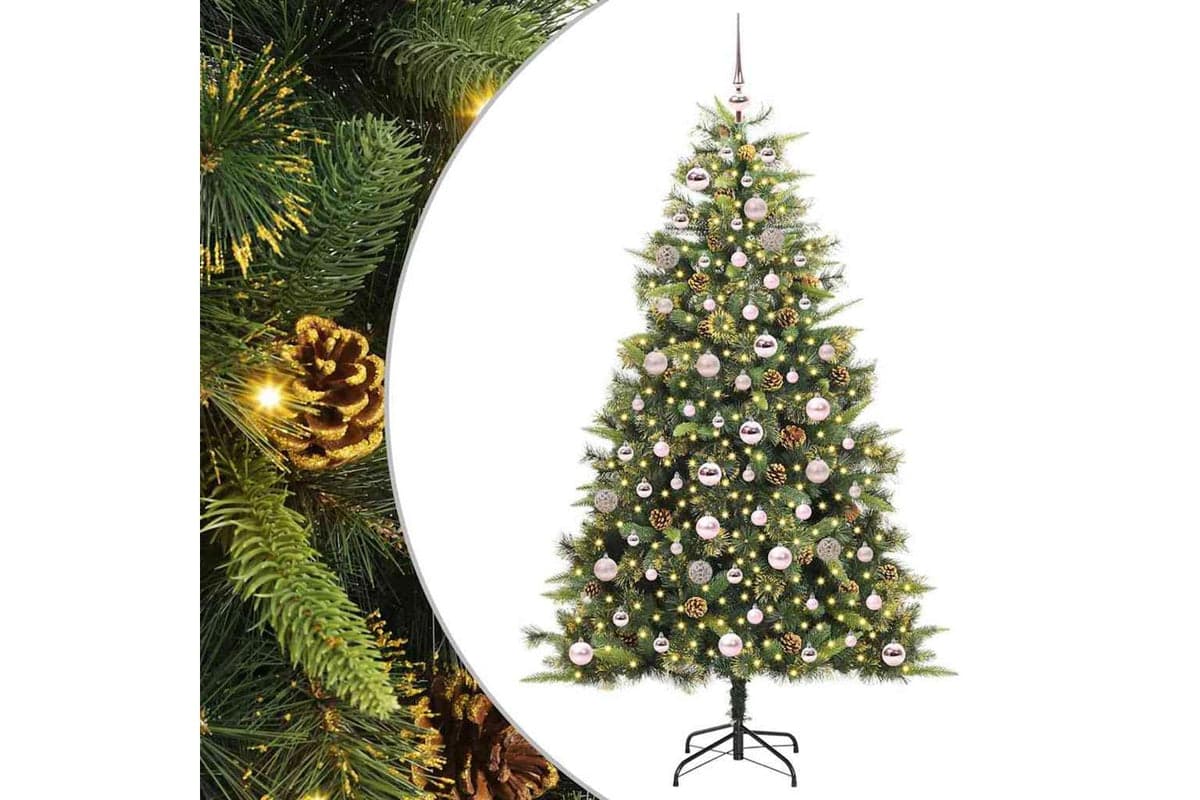 Vidaxl Artificial Hinged Christmas Tree With Cones Green 180 Cm