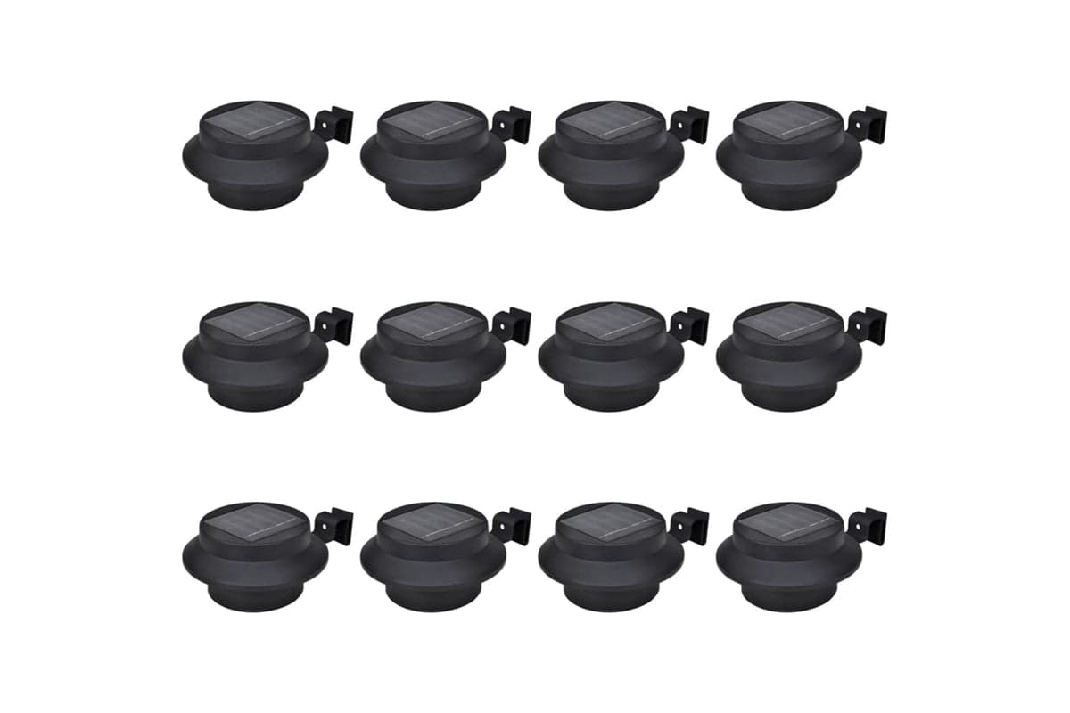 Vidaxl 277122 Outdoor Solar Fence Lamps 12 Pcs Led Black