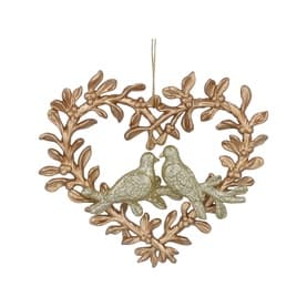Heart Wreath with Glitter Doves Tree Decoration 13cm