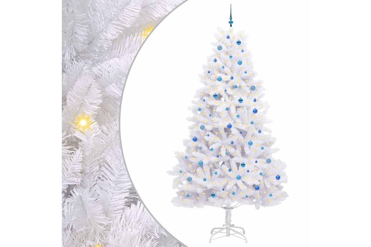 Vidaxl Artificial Hinged Christmas Tree White 270 Cm Pvc And Steel