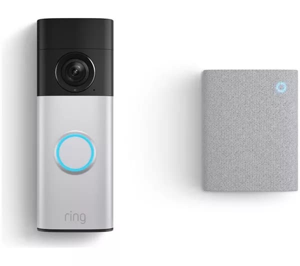 RING Battery Retinal 2K Video Doorbell Plus (Newest Gen) & Chime - Nickel Silver