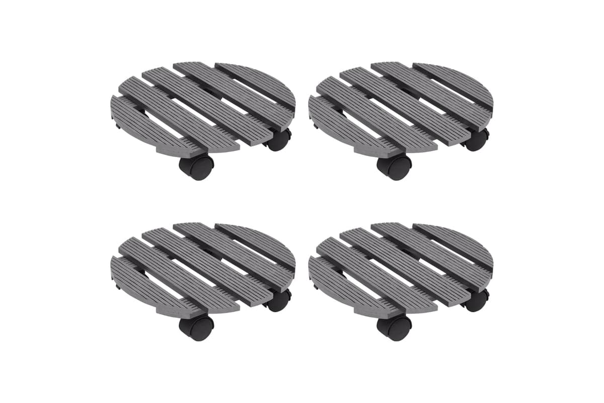 vidaXL 3143924 Plant Trolleys 4 Pcs Grey Ø30x7,5cm Wpc
