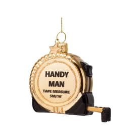 Shiny Gold Tape Measure Glass Tree Decoration 8cm