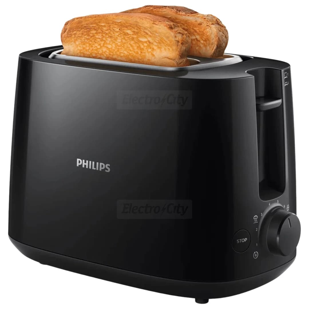 Philips Daily Collection 2 Slice Toaster with Bun Warming Rack | Black