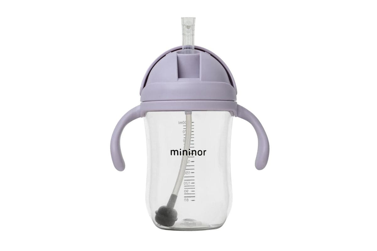 Mininor | 14253 | Lilac Flower Straw Bottle Tritan 330ml For Baby Feeding And Weaning