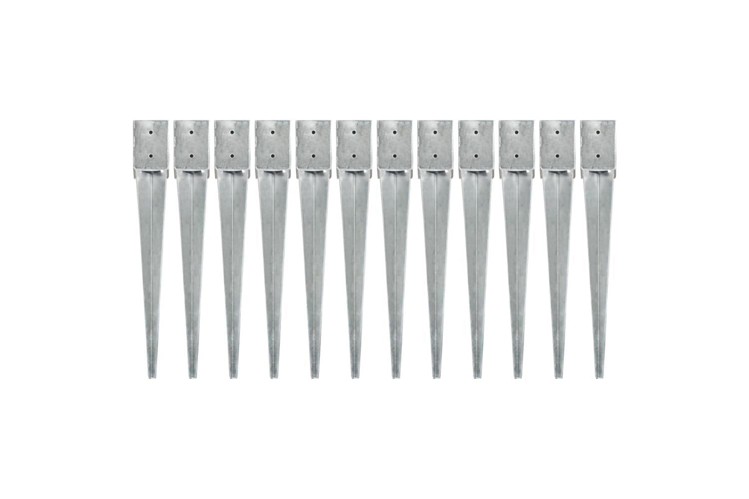 vidaXL 145421 Ground Spikes 12 Pcs Silver 10x10x76cm Galvanised Steel