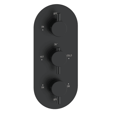 Matt Black Triple Outlet Triple Handle Thermostatic Concealed Shower Valve - Arissa