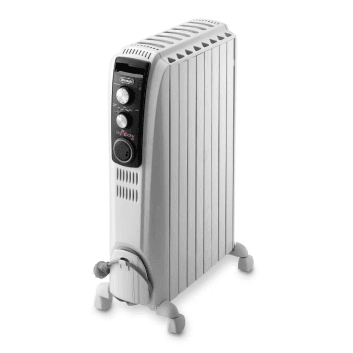 De'Longhi TRD40820T, Dragon 4 Oil Filled Radiator w/ Timer, White