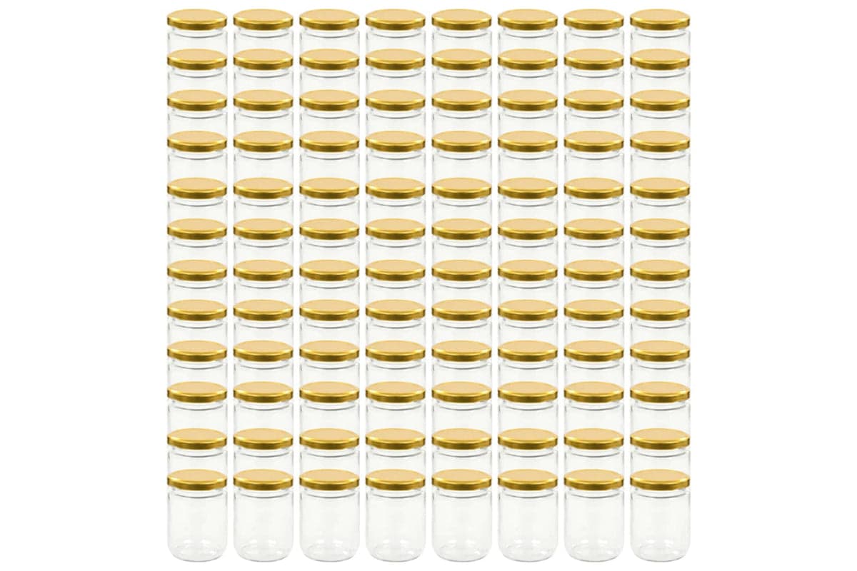 Vidaxl 50803 Glass Jam Jars With Gold Lid 96 Pcs 230 Ml