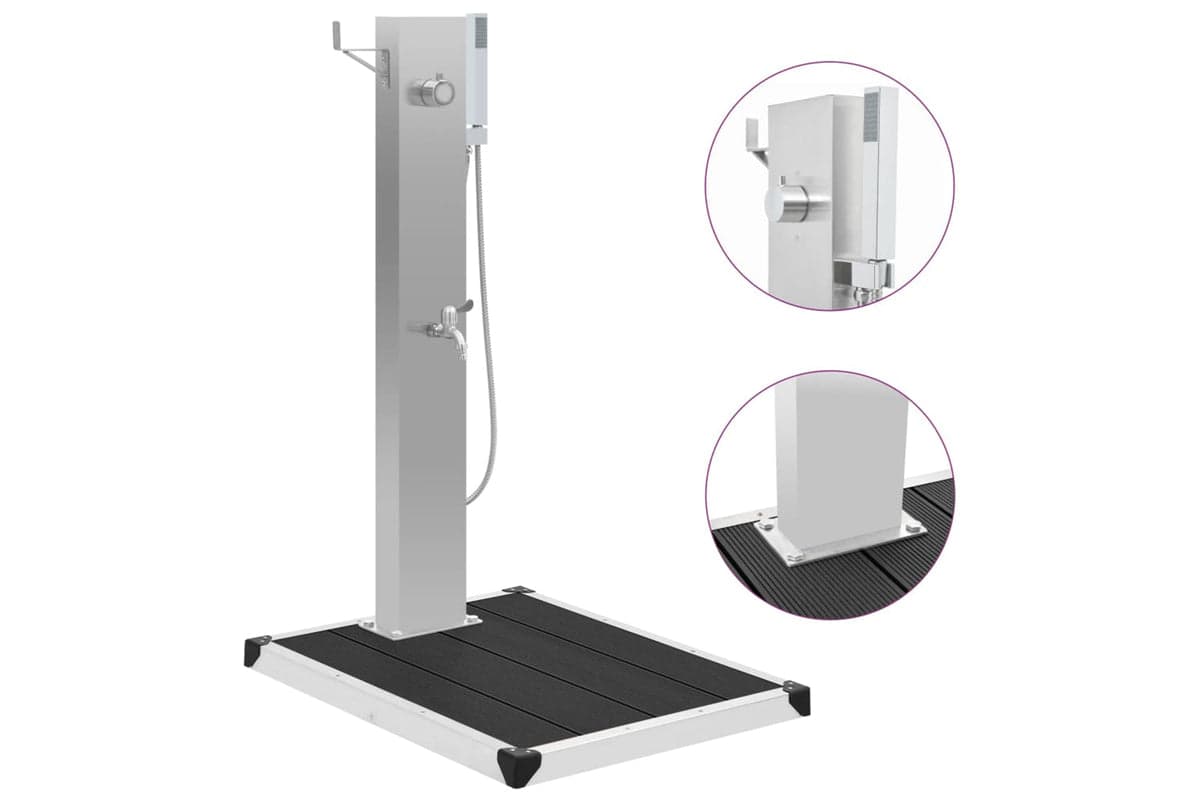 Vidaxl 3051292 Outdoor Shower With Tray Wpc Stainless Steel