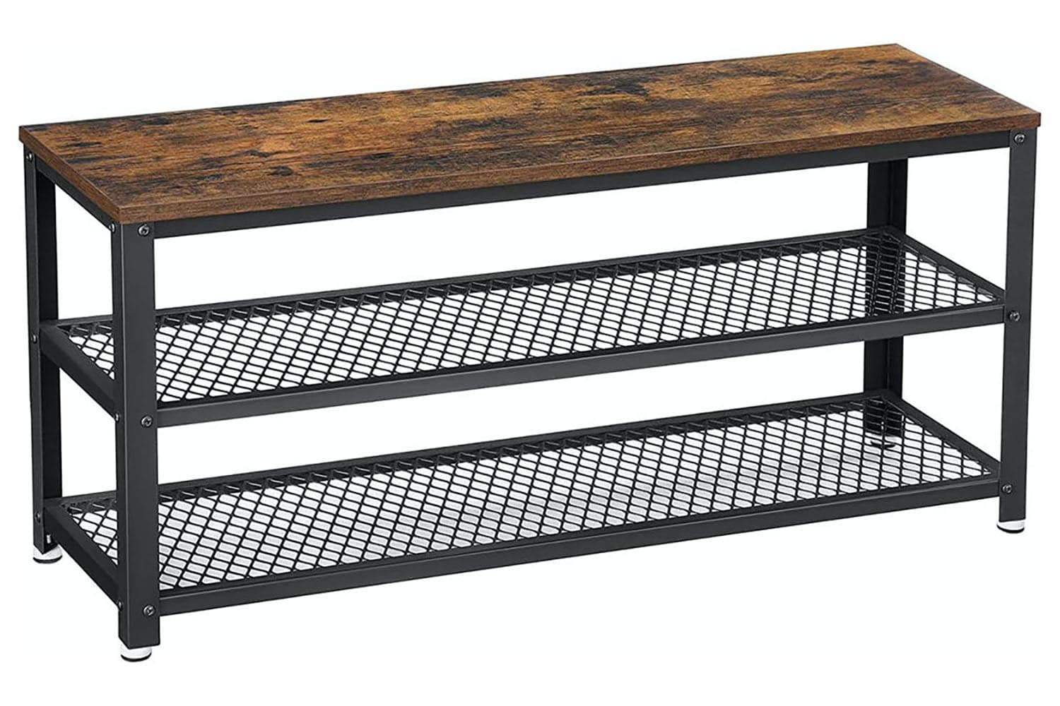 Vasagle 3-tier Shoe Storage Bench | Rustic Brown & Black