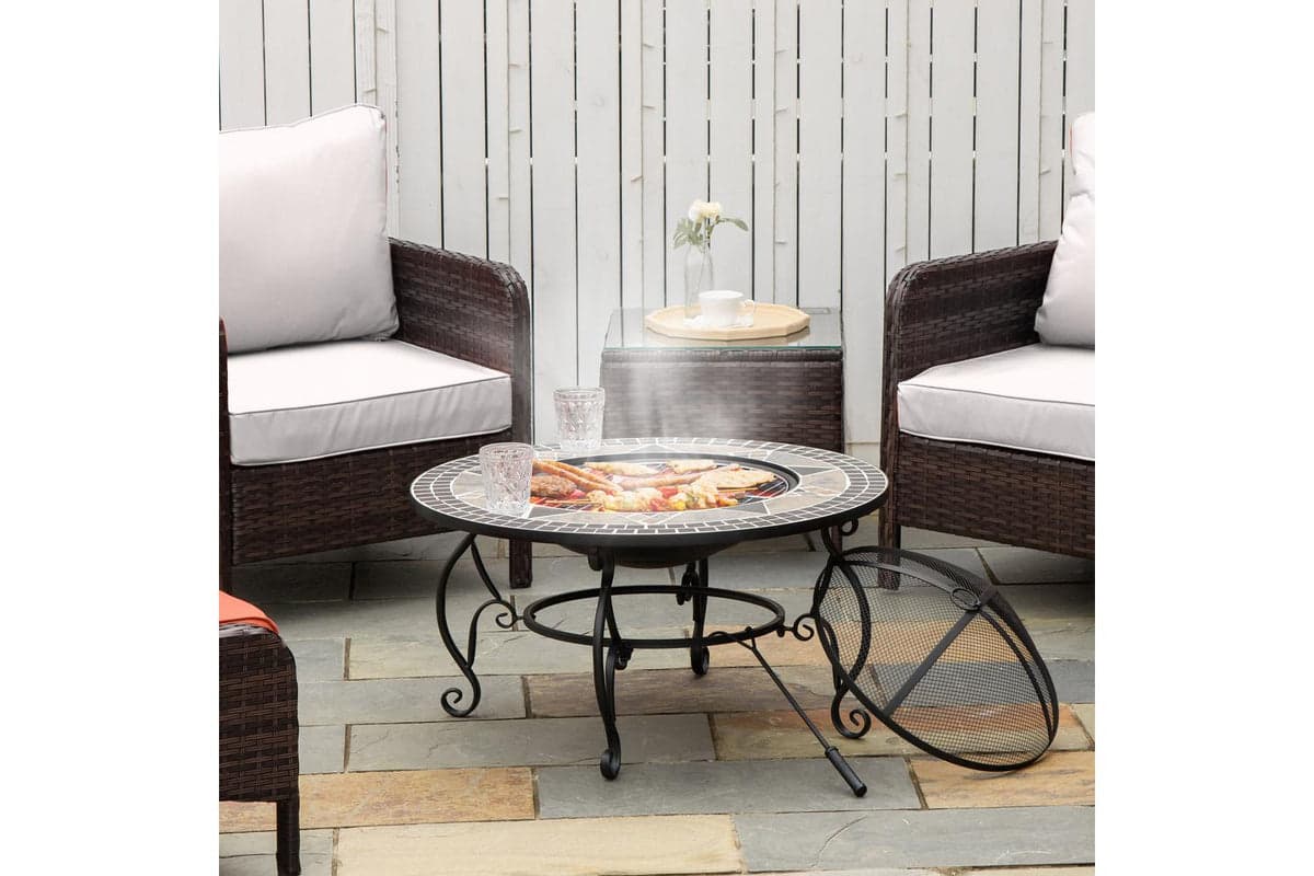 Outsunny Round Fire Pit with Poker | Black