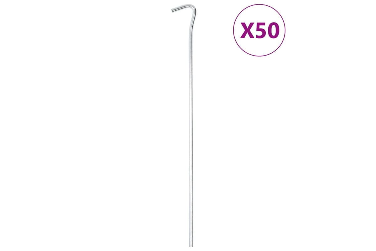 vidaXL 4009326 Tent Pegs 50 Pcs 30cm x 7mm Galvanised Steel