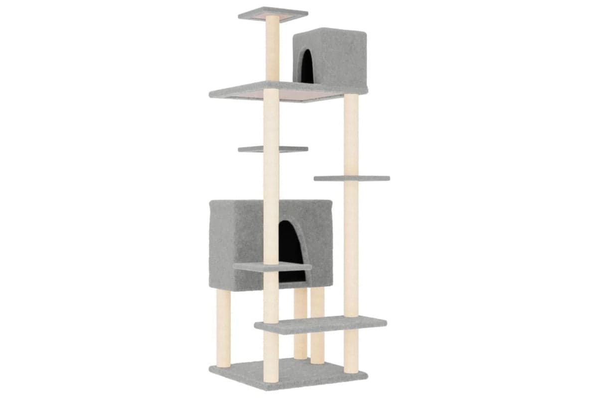 Cat Tree With Sisal Scratching Posts Light Grey 154 Cm