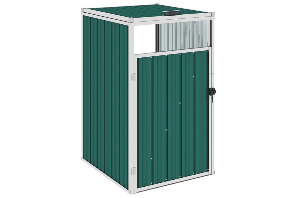 vidaXL Garbage Bin Shed Green 72x81x121cm Steel
