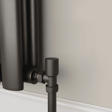 Elego Matte Black Modern Manual Angled Radiator Valves (pair)