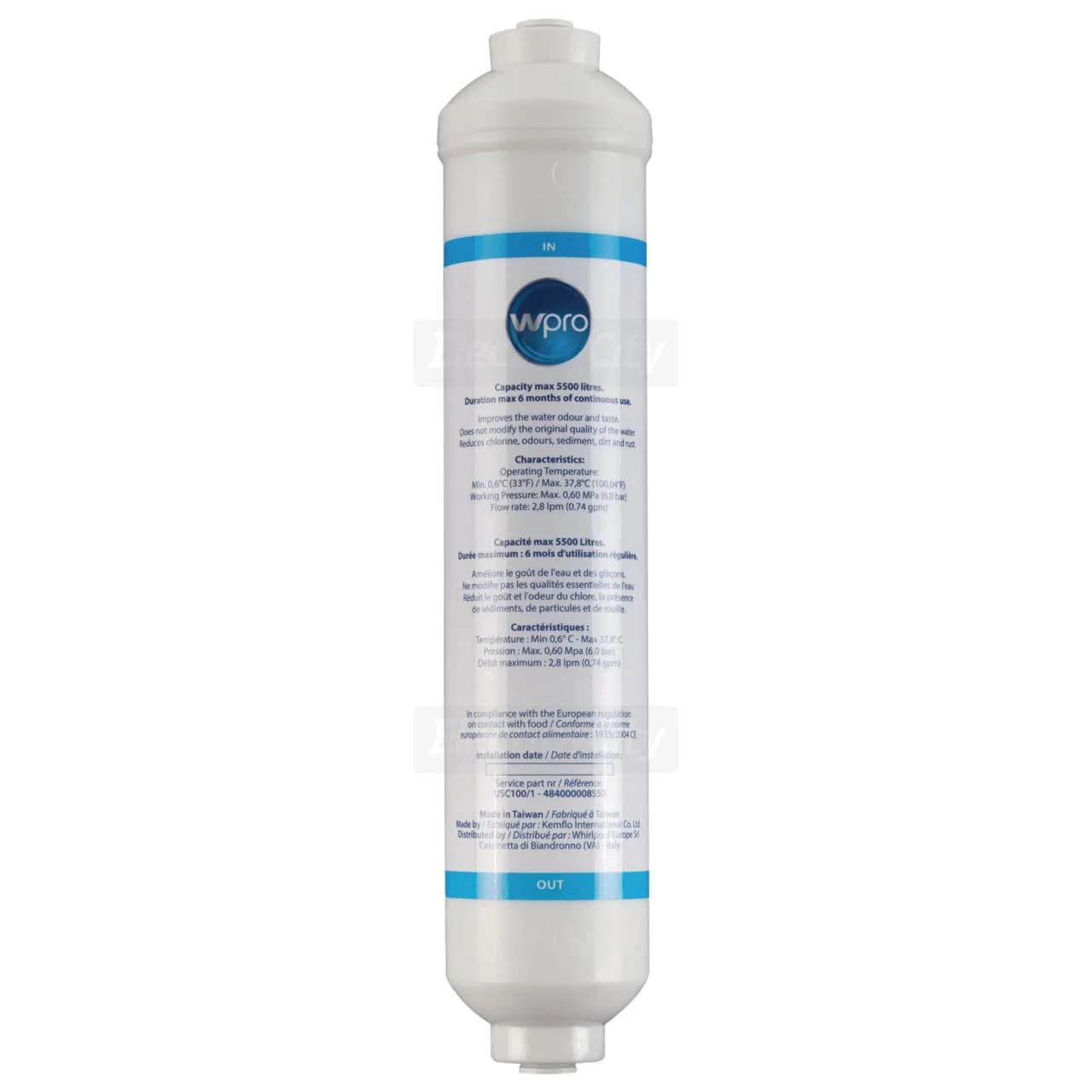 Wpro Universal In-Line Refrigerator Water Filter