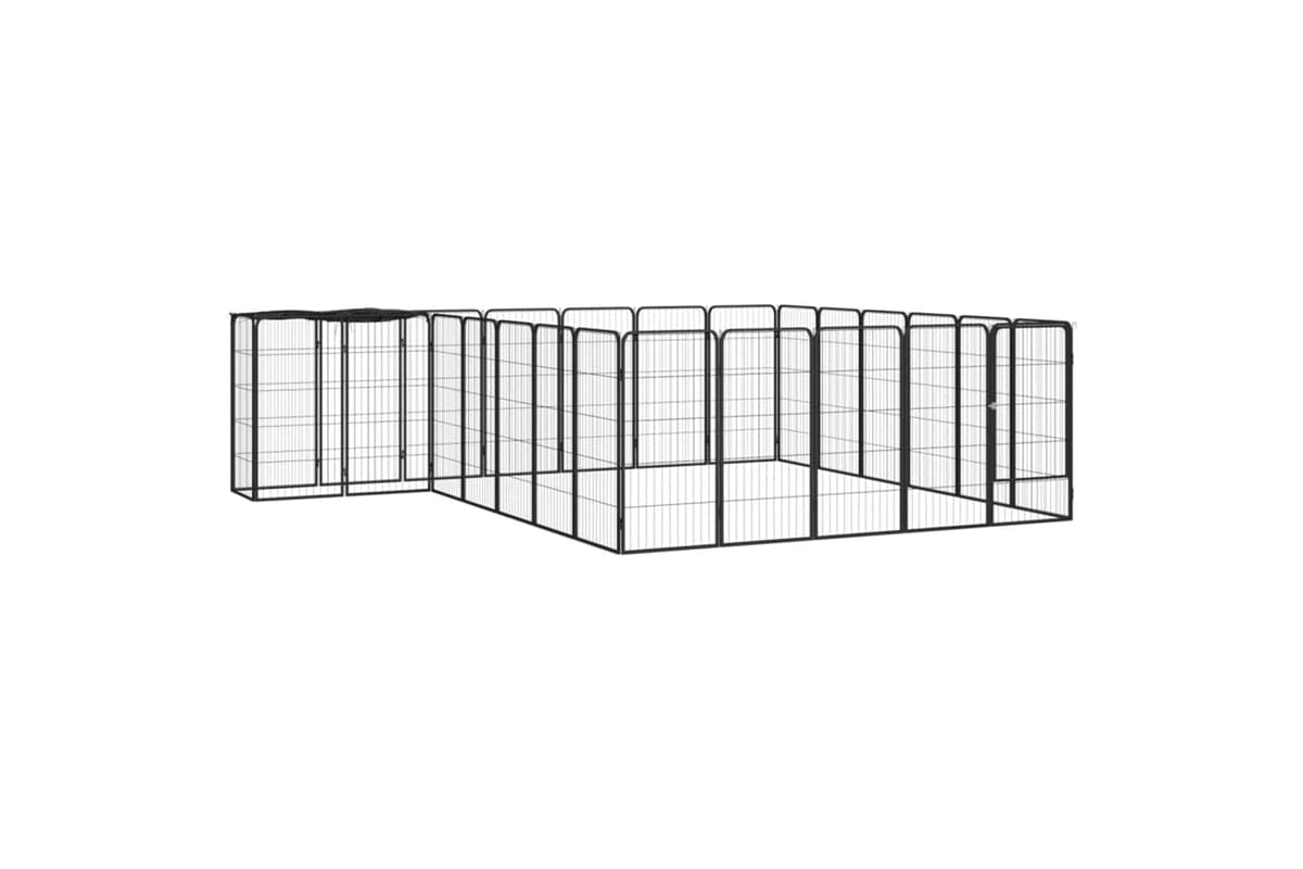 vidaXL 3115952 26-panel Dog Playpen Black 50x100cm Powder-coated Steel