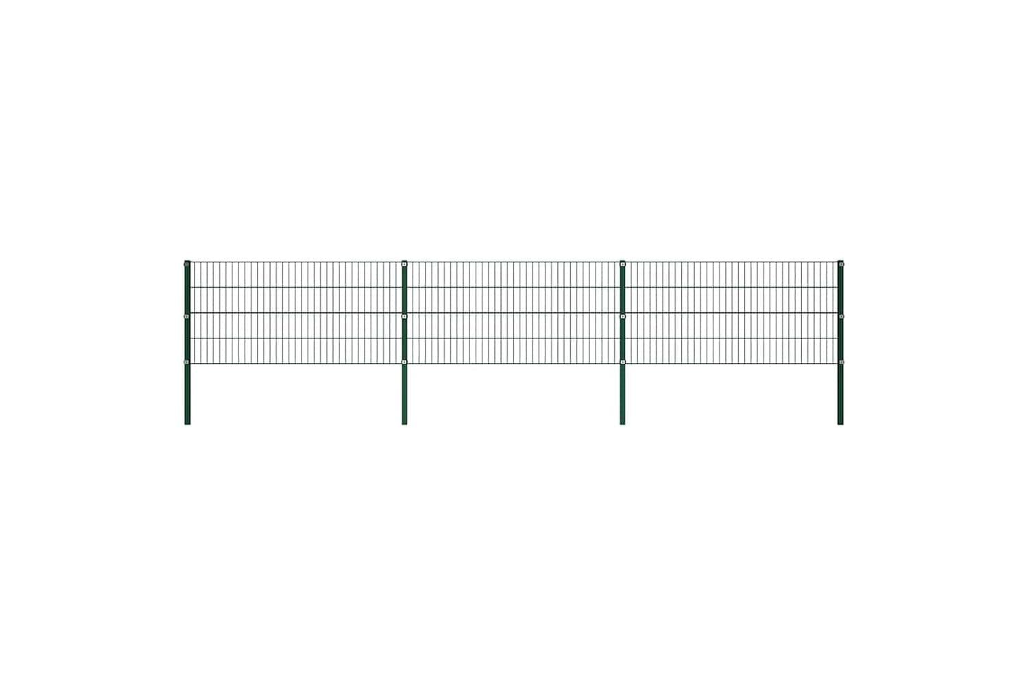 Vidaxl 278606 Fence Panel With Posts Iron 5.1x0.8 M Green