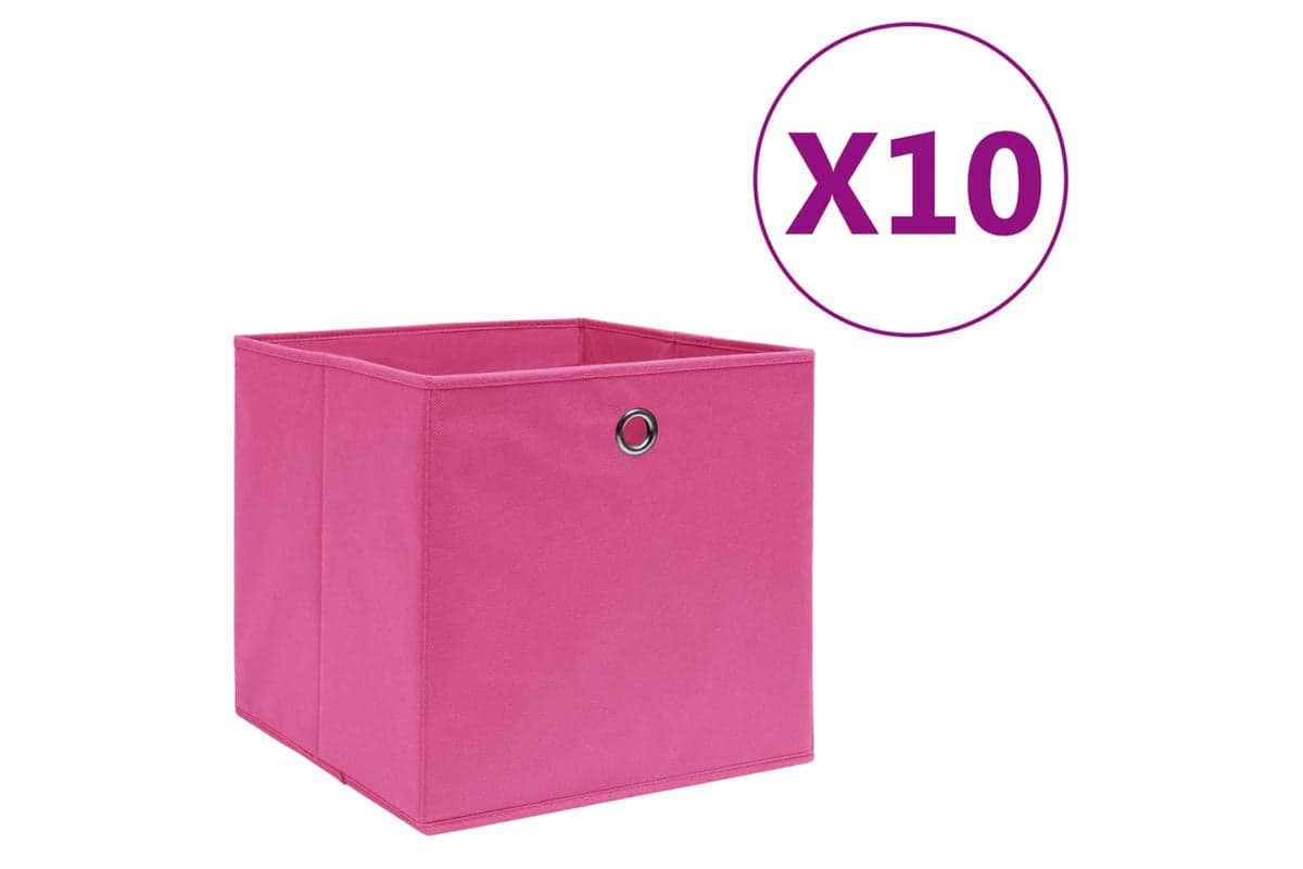 vidaXL 325205 Storage Boxes 10 Pcs Non-woven Fabric 28x28x28cm Pink