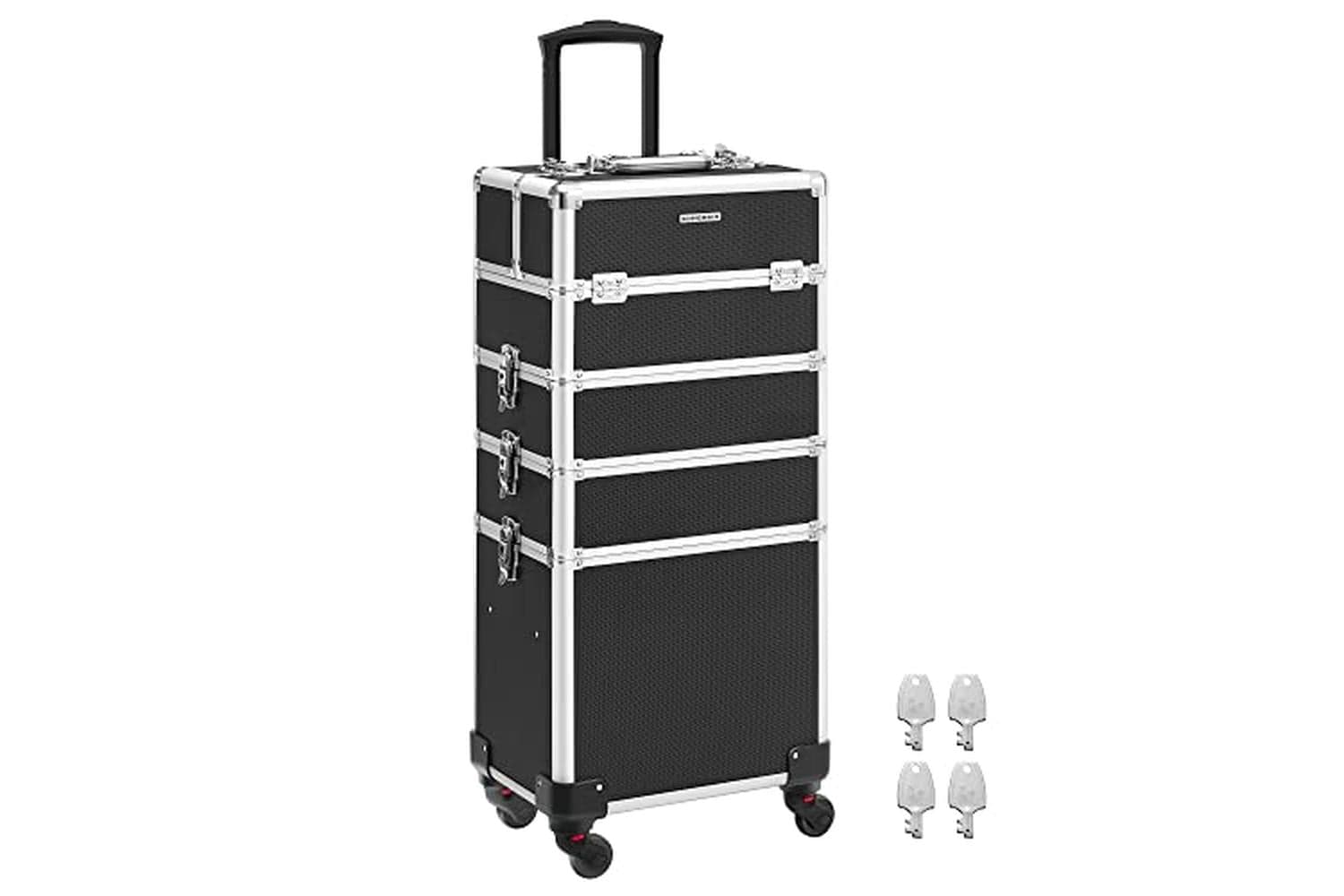 Songmics Jhz11bk Professional Makeup Case | 4-in-1 Travel Beauty Trolley | Aluminium Frame | Large