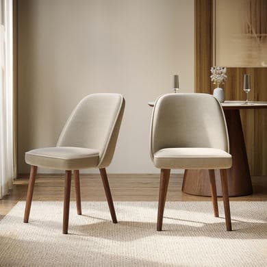 Beige Upholstered Dining Chairs - Claudia