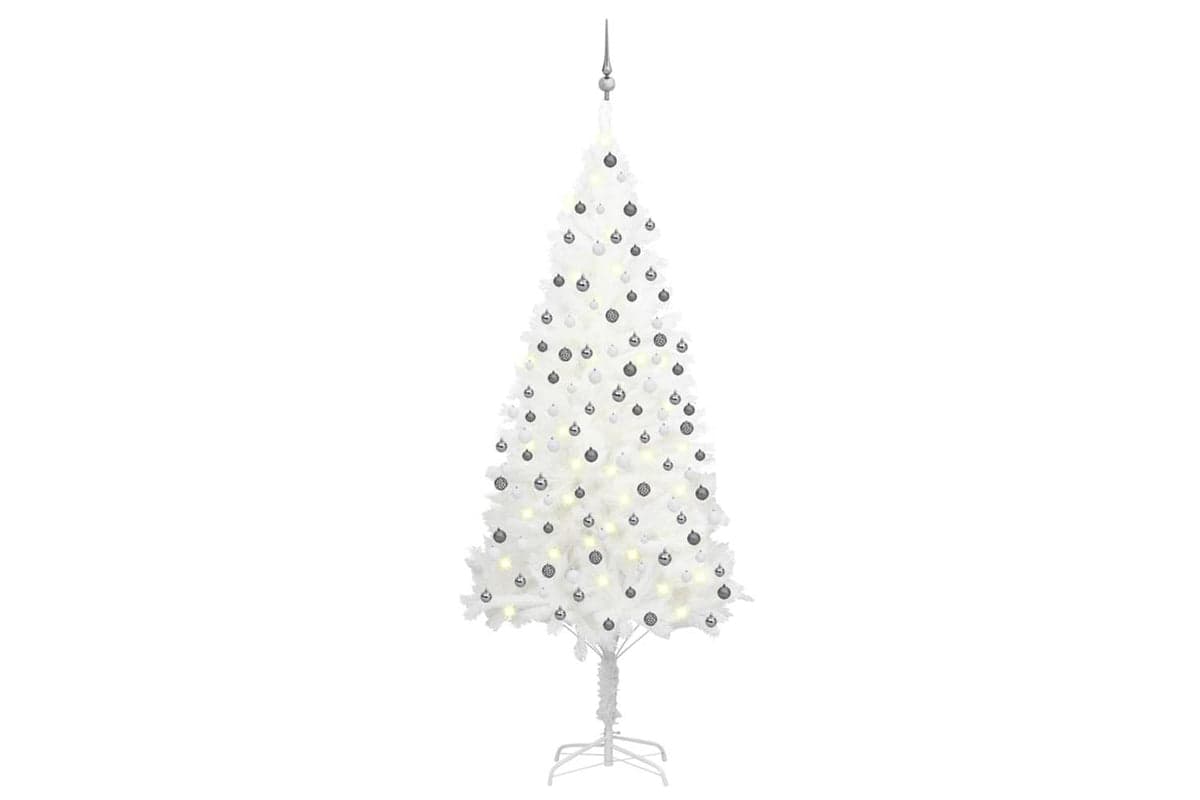 Vidaxl Artificial Pre-lit Christmas Tree With Ball Set White 210 Cm