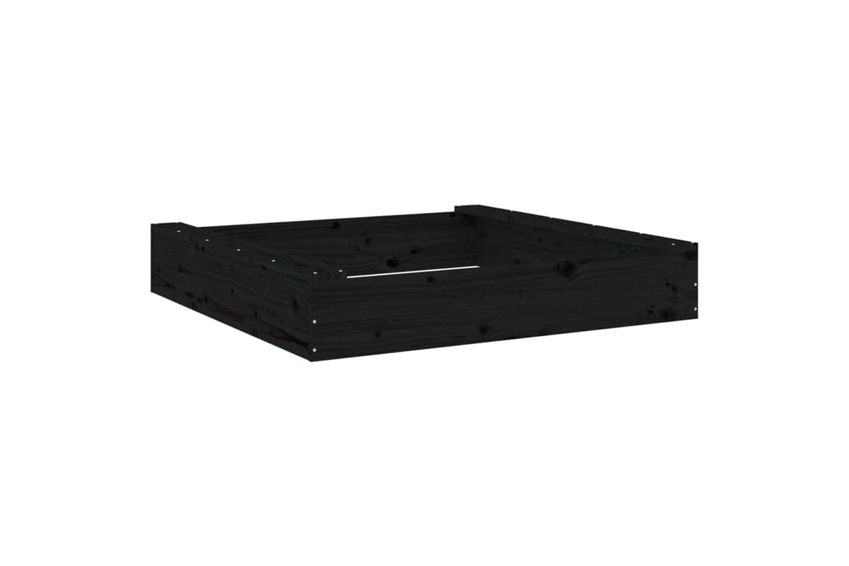 vidaXL 825034 Sandbox With Seats Black Square Solid Wood Pine